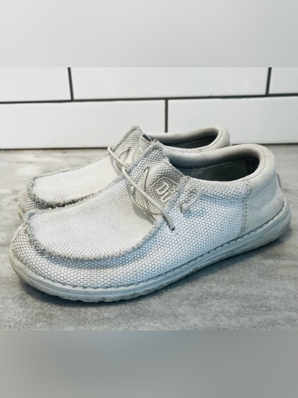 Hey Dude Wally Funk Mono Light Grey Slip On Comfy Shoes Loafers- Kids Youth 2Y
